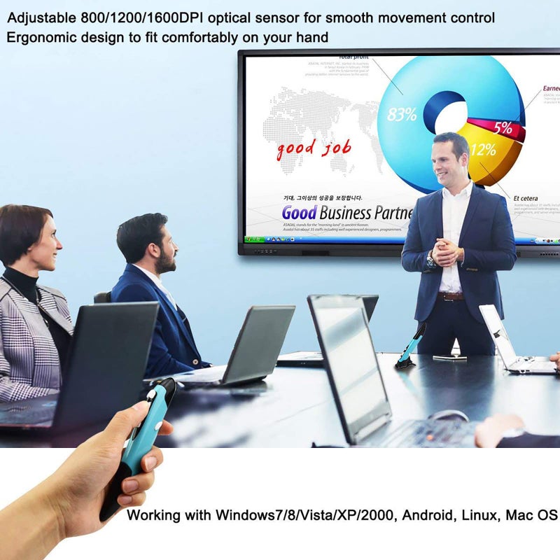 lychee Wireless Optical Pocket Pen Mouse, 2.4GHZ USB Wireless Optical Mini Air Mouse for PC Laptop Notebook Computer Mac (Blue) - Image 2